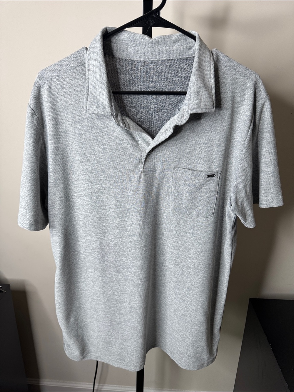 Vuori Light Heather Gray Polo with Chest Pocket